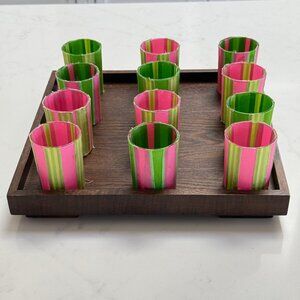 Grosgrain Votives and Wood Tray